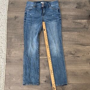 CAbi Medium Blue Straight-Leg Jeans with Subtle Whiskering